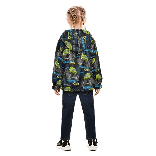 Image of Aflyko Boys Fleece Monster Truck Off Road Cool Zip-Up Hoodie Long Sleeve Outerwear Soft Coat Girls Hooded Jacket Kids Fashion Outwear Warm Sweatshirt 5T