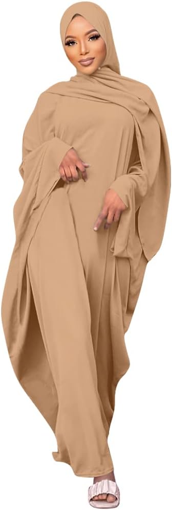 レディース イスラム教徒 アバヤ ドレス ゆったり フルカバー Abayas Kaftan Dubai マキシローブ ヒジャブ付き