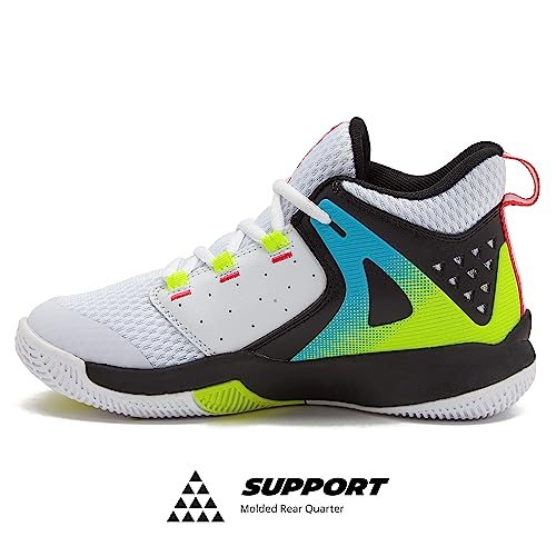 And1 Takeoff 3.0 Girls & Boys Basketball Shoes - White/Black Trim/Yellow, 3 Little Kid #TOP2