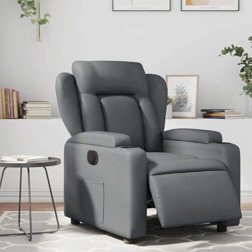 Frdhee Sillón Relax Reclinable Sillon Orejero, Sillón reclinable eléctrico de Cuero sintético Gris Sofa Reclinable para Sala de Estar y Dormitotio