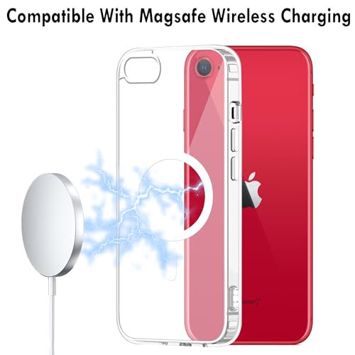 Image of amazon basics Clear Magnetic Case Cover for Apple iPhone SE 2020 [Compatible with MagSafe Accessories] Slim Shockproof Magnetic Transparent Phone Cover Case