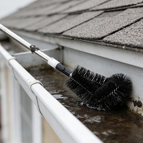 Brosse de nettoyage de gouttières haut de gamme avec poils non abrasifs