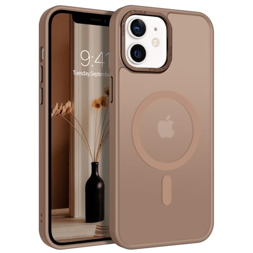 GaoBao für iPhone 12 Hülle iPhone 12 Pro Hülle [Kompatibel mit MagSafe] Durchscheinende Matte Magnetische Stoßfeste Anti-Fingerabdruck Schutzhülle Handyhülle iPhone 12/iPhone 12 Pro Case Braun