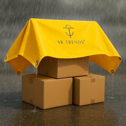 Image of 30Ft x 30Ft Tarpaulin Sheet Waterproof Tirpal Heavy Duty Tadpatri with Aluminium Eyelets Each Coners - Multipurpose Cover Tharpai (30 * 30 FEET, 150 GSM) (Yellow, 30x30 FT)