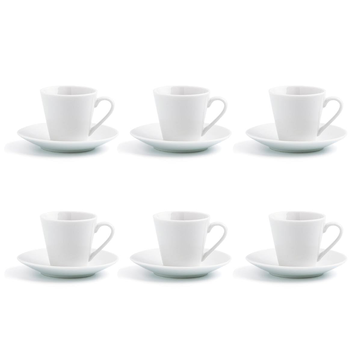 Quid Renova Set of 6 Porcelain Cups with Saucer, 9 cl, Transparent