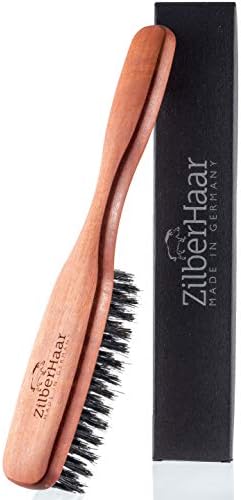 ZilberHaar Long Hair & Beard Brush, Stiff Boar Bristles, Natural Hardwood