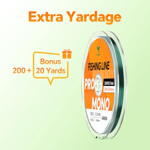 Image of Monofilament Fishing Line with Knot Guide Card, Tangle-Free Snap Ring for No More Mess, Low Memory Smooth Casting Nylon Mono String, 15 /20 /30 /50 /80LB, 220-1050 Yards