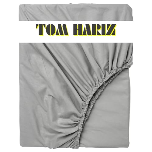 Sábana Bajera 100% algodón Egipcio, para Cama Doble, élastica, Secado rápido, Resistente a los Pliegues, con Bolsillo Extra Profundo, cómodo y Duradero (Gris, 140X200 cm)