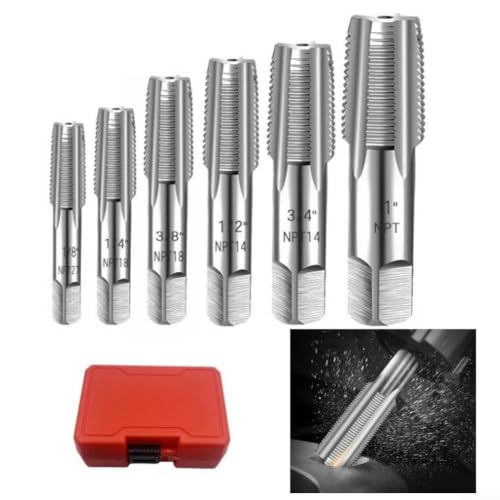 Machos de roscar NPT para reparar tuberías sin fugas juego de acero inoxidable 6 piezas 4
