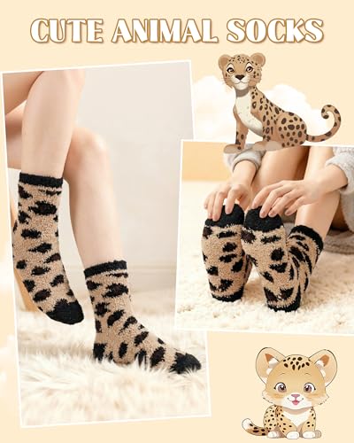 Image of Loritta 6 Pairs Womens Fuzzy Socks, Winter Warm Fluffy Slipper Socks