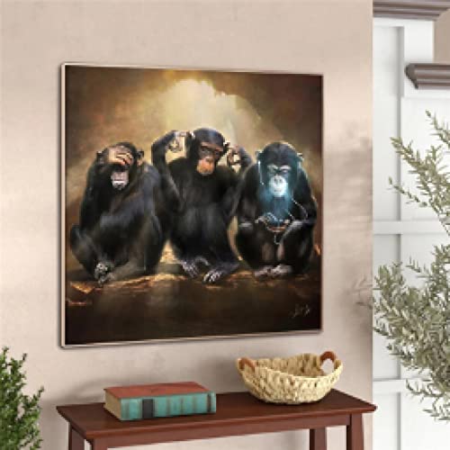 Peinture sur toile singe couple rétro animal art mural 30x30 cm pour salon
