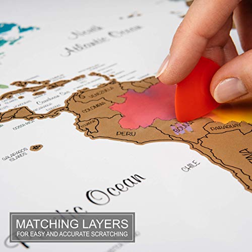 Scratch Off Map of The World | Deluxe Watercolor Wanderlust Edition | XL Size 36
