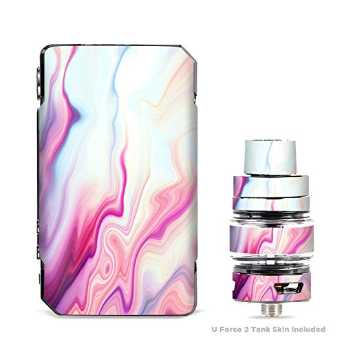 IT'S A SKIN Decal Vinyl Wrap for VooPoo Drag 2 V2 & UForce T2 Tank Vape Sticker Sleeve Cover/Pink Marble Glass Pastel