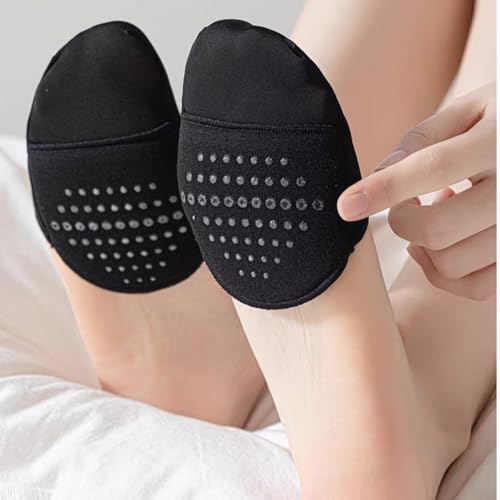 1 Pairs Ball of Foot Cushion Socks, Women's No Show Half Sock with Padding Toe Topper Liner Socks Non-Skid Bottom