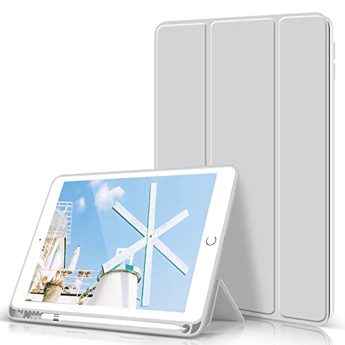 kenke Case for iPad Air 3 10.5' (3rd Gen) 2019,Light Weight Trifold Smart Case with Pencil Holder,Soft TPU Back Cover[Full Body Protective] with Auto Sleep/Wake for iPad 10.5 Inch Air 3,Light Grey