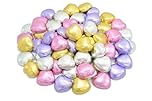 Wyeland Confectionery Mixed Colours Luxury Milk Chocolate Hearts Foil-Wrapped - Pack of 20 - Lilac, Pink, Silver, and Gold - For Wedding Favours and Mothers Day