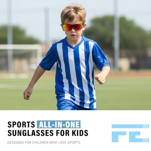 Image of FEISEDY Kids Polarized Sports Sunglasses, TR90 UV400 Baseball Cycling