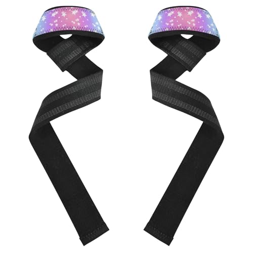 STAYTOP Rainbow Stars Wrist Straps for Weightlifting,Lifting Straps with Neoprene Cushioned Wrist Padded and Anti-Skid Silicone for Strength Training,Bodybuilding,Deadlifting
