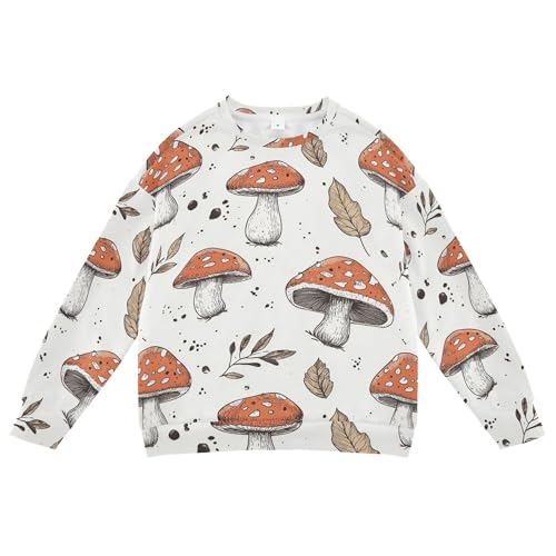 JUNZAN Autumn Mushrooms Retro Little Kids Pullover Hoodie Crewneck Hoodie for Boys Athletic 4T
