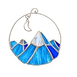 Stained Glass Mountain Suncatcher Window Hangings Decorations Stain Glass Panel Dreamy Crescent Mountain