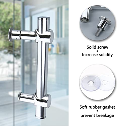 Maniglia per porta della doccia in acciaio inox con distanza del foro regolabile, maniglia per porte in vetro, design su un lato, facile da installare con accessori e barra porta asciugamani