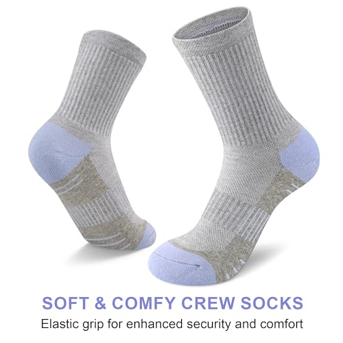 Image of Crew Socks Women Athletic Hiking Running Cushioned Compression Socks 3-5 Pairs