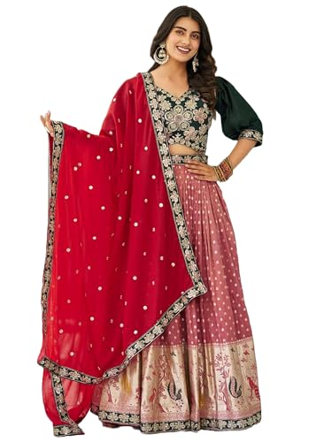 Lehenga de seda pesada con bordado elegante para deslumbrar en tus fiestas
