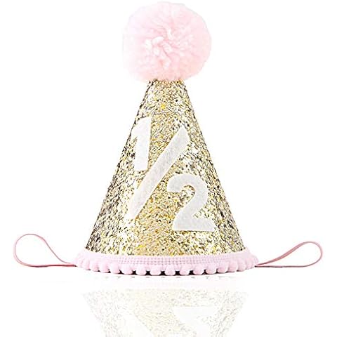 WAOUH Half Birthday Crown Hat - Mini Cake Smash Photo Prop for Baby's 6 Month Milestone, Party Hats for Kids (Baby Girl) Cover