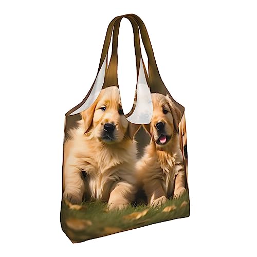 Sac fourre-tout de courses en toile noire imprimé chiots - 2