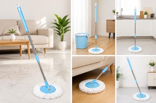 Image of Spin Mop Stick Rod with Microfiber Refill Mopstick for Home Cleaning Floor Without Bucket mop Stick Rod only Refill Holder Spin for Home Magic pocha ||