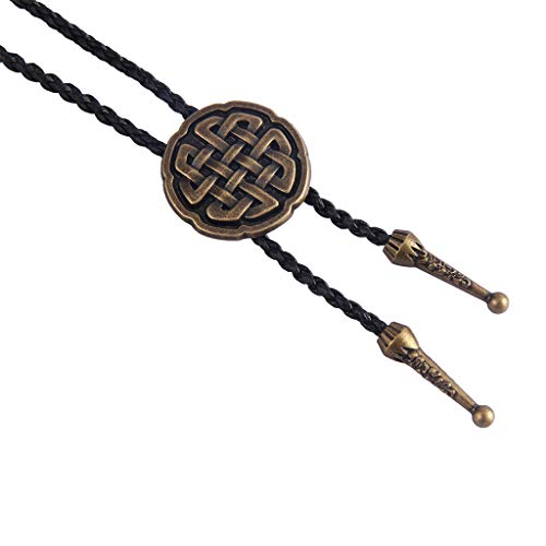 Image of GelConnie Bolo Ties for Men Women Western Cowboy Tie Mens Western Necklace Leather Necktie Gold Bolero Tie Cowboy Necklace