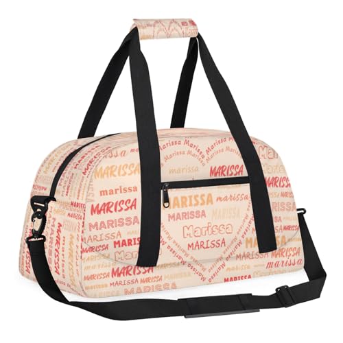 Personalized Kids Sports Duffel Bag with Name Custom Gym Dance Bag for Boys Girls Waterproof Weekender Overnight Bag for Travel Cheerleading Gymnastics Heart Orange Red3