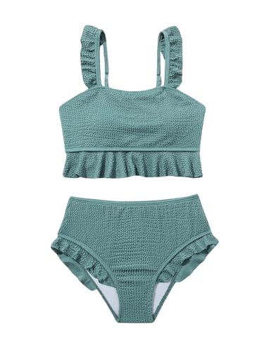 Image of Floerns Girl's 2 Piece Bathing Suit Ruffle Trim Summer Bikini Swimsuit