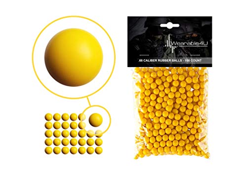 Wearable4U .68 Caliber Rubber Balls New Reusable Training Soft Rubber Balls For Paintball Guns (100 Rounds, Yellow X 100) #TOP19