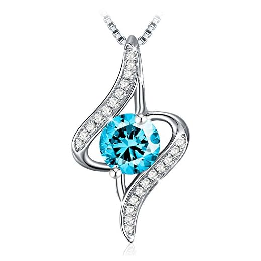 Colgante, J.Rosée Collares Mujer Plata de Ley 925 Brillante Circonita"Ojos de Cielo" Cadena 45cm+5cm Regalos Originales Regalos de graduación