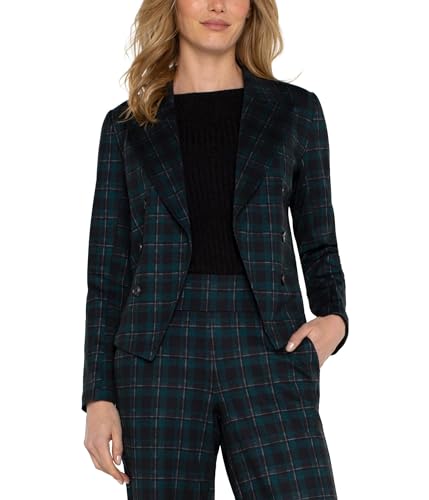 Liverpool Women's Open Front Blazer Tartan Plaid Knit