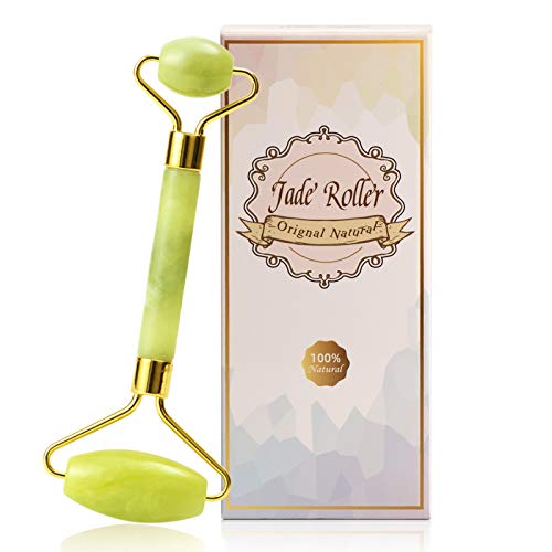 Fiezkaa Jade Roller for Face, Facial Massager for Anti Aging, Beauty Face Roller Skin Care, Natural Jade Stone Skin Roller for Face, Eyes, Neck and Body - Relieve Fine Lines Wrinkles Dark Circles