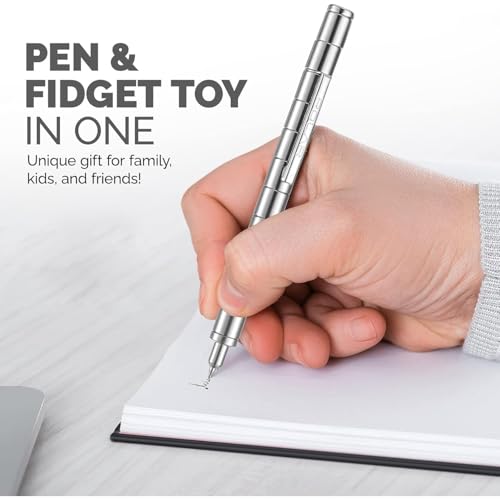 Image of SAMEZONE Magnetic Metal Pen Multifunction Writing Magnet Ballpoint Pen Fidget Cool Gadgets Toys Gifts For Kids Boy Girls Friends Toys Pen (SILVER B1)