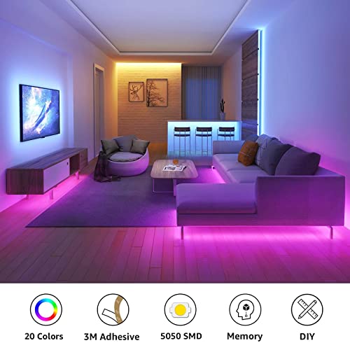 Foto von LE 5M RGB LED Strip Set, 5050 SMD LED Streifen, 12V, Selbstklebend LED Strips, Flexibel LED Band, LED Leiste, LED Lichtband IP20, Netzteil und Controller enthalten