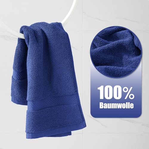Homaxy 5er-Pack Gästetücher Set aus 100% Baumwolle, 500 g/m² Weich & Saugstark Handtücher, Waschbar bis 60°C, kleine & Flauschige Badetücher in 30x50 cm, Marineblau