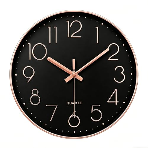 Image of jomparis Rose Gold Wall Clock for Grils Womens Silent Non-Ticking Clock Decorative for Bedroom Office