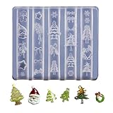 Silicone Nail Molds Christmas 3D Nail Art Sculpture Templates, DIY Resin Mold for Nails Design with Santa Claus Bells Christmas Tree Snowflake Reusable Nail Carving Stencils Xmas Nail Charms Supplies