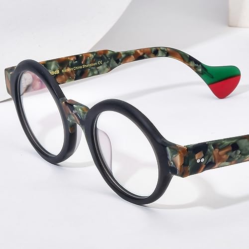 Image of HEPIDEM Multicolor Acetate Glasses Frame Women Oversize Vintage Round Eyeglasses Optical Spectacles 9271