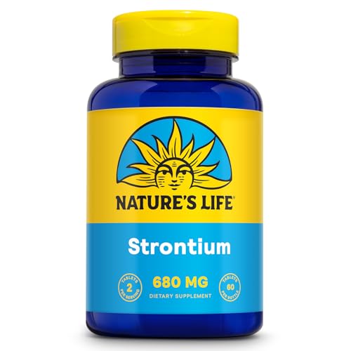 Nature's Life Strontium Citrate 680 mg Supplement for Men & Women - Trace Mineral Support for Bone Health, High Absorption Formula, Gentle Digestion - 60 Vegetarian Tablets