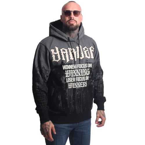 Yakuza Felpa con cappuccio da uomo Winners Allover, Nero , XXL
