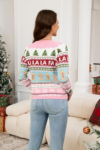 Image of LUBOT Ugly Christmas Sweaters for Women Soft Acrylic Blend Cute Fuzzy Funny Wintertime Holiday Parties Knitted Pullover