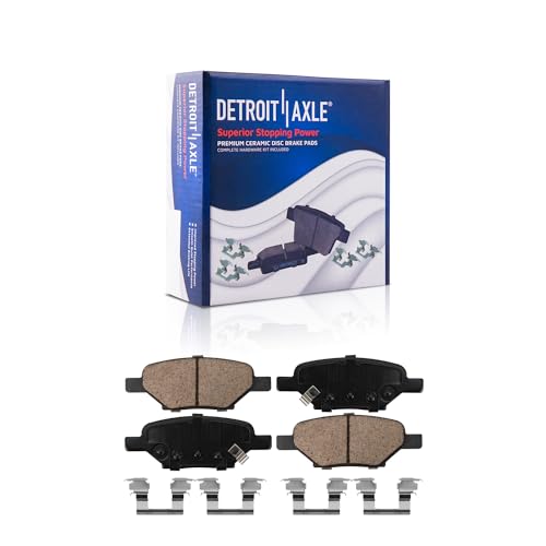 Image of Detroit Axle - 5 Lug Rear Brake Kit for Chevy Cobalt HHR Malibu Pontiac G4 | G5 G6 Pursuit Saturn Aura Ion 5 Lugs, 10.63'' inch Drilled Slotted Brake Rotors Ceramic Brake Pads w /Hardware Replacement