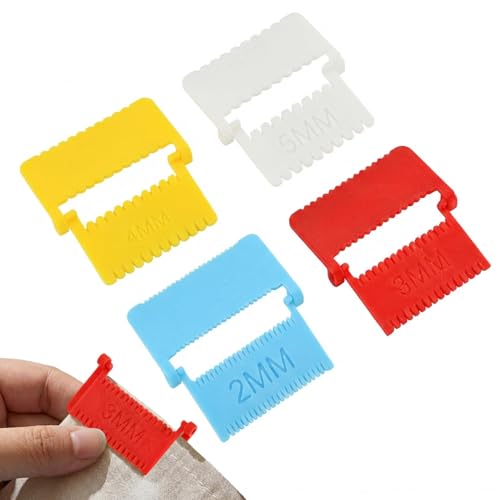 4pcs Clip-On Sewing Ruler,Hand Stitch Guide for Even Stitches,2/3/4/5mm Clip