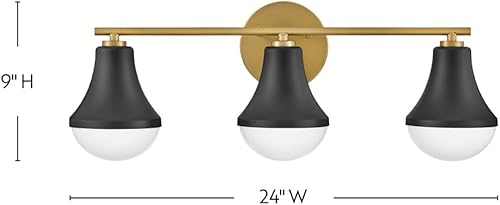 Miniatura 2 de Lark Haddie 85513BK - Moderno tocador de baño de tres luces, se monta arriba o abajo, persianas aseguradas en su lugar, negro + latón lacado