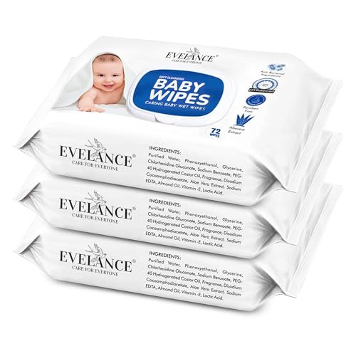 Image of Soft Cleansing Baby Wipes with Lid | 72 Wipes x 3-216 Wipes | Extra Thick & Moist Wet Wipes for Baby's | Prevents Rashes & Redness with Goodness of Aloe Vera Vitamin E | pH Balanced